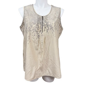 Coldwater Creek Sleeveless Cream Zip-Front Tank Top